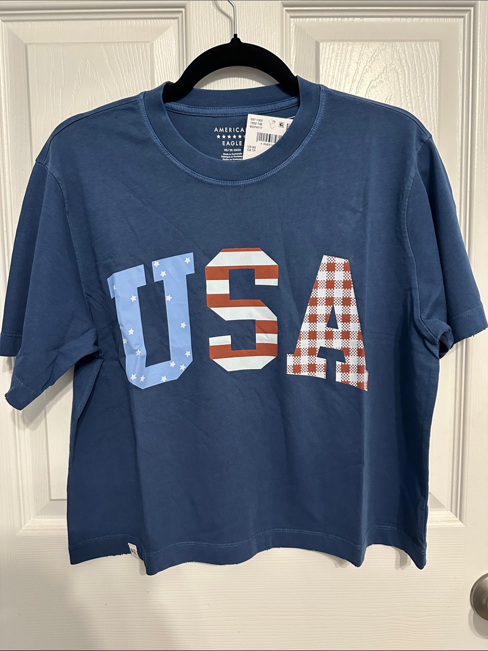 American Eagle Outfitters Navy Blue USA Graphic Tee